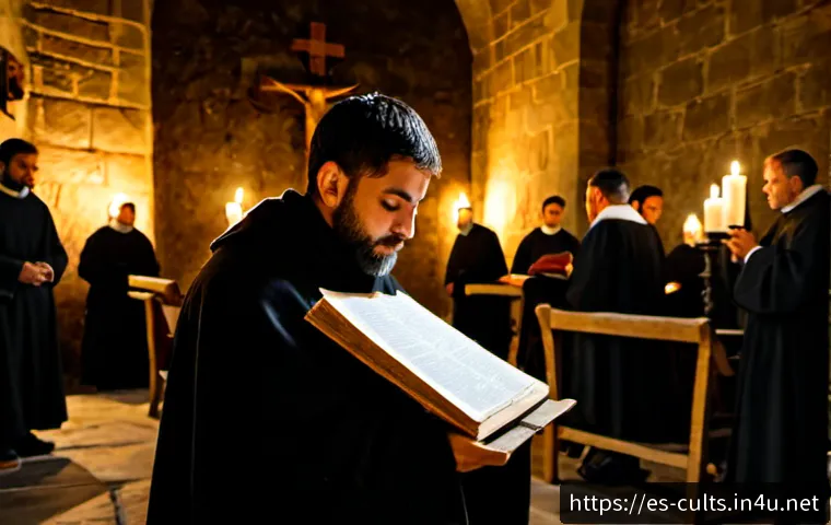 종교 개혁과 종교적 탄압 - Photorealistic 16th-century Spanish Reformation scene inside a shadowy stone chapel in Seville, a so...